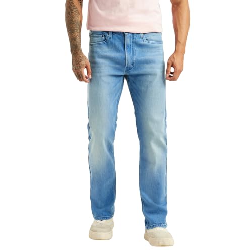 Levi's Men's 513 Light-Blue Slim Straight Fit Mid Rise Jeans