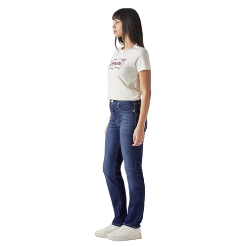 Women's 724 Dark-Blue Slim Straight Fit High Rise Jeans