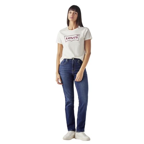 Women's 724 Dark-Blue Slim Straight Fit High Rise Jeans