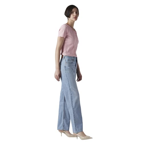 Women's Light-Blue Ribcage Straight Fit High Rise Jeans