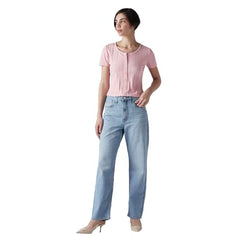 Women's Light-Blue Ribcage Straight Fit High Rise Jeans