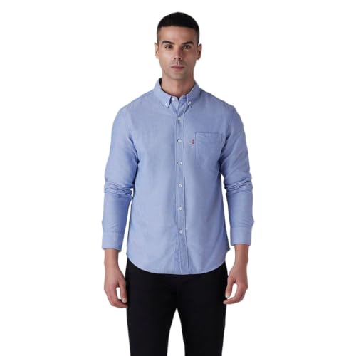 Levi's Men's Solid Slim Fit Oxford Shirt Light-Blue