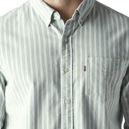 Levi's Men's Striped Slim Fit Oxford Shirt Green
