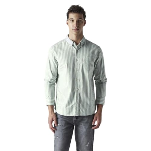 Levi's Men's Striped Slim Fit Oxford Shirt Green