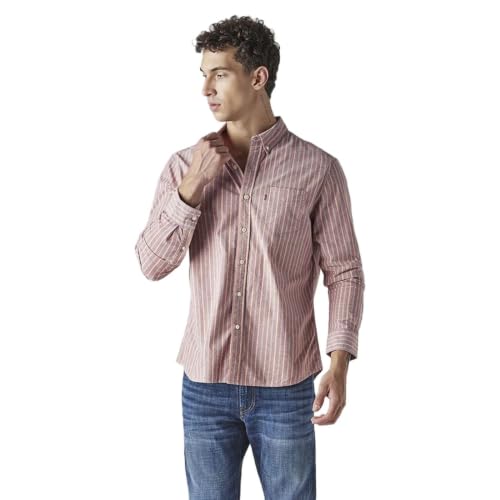Levi's Men's Striped Slim Fit Oxford Shirt Pink