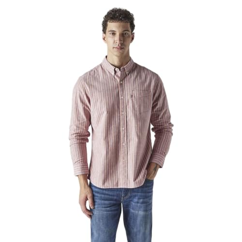 Levi's Men's Striped Slim Fit Oxford Shirt Pink