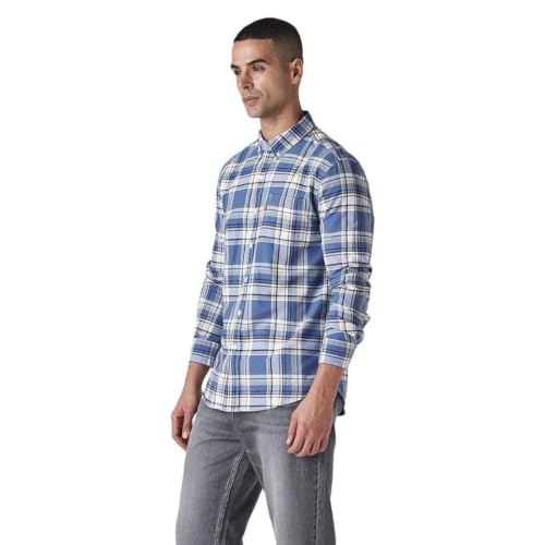Levi's Men's Checkered Slim Fit Oxford Shirt Blue