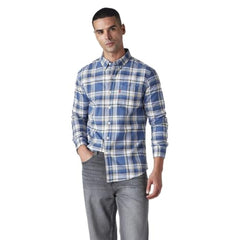 Levi's Men's Checkered Slim Fit Oxford Shirt Blue