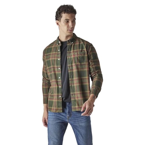 Levi's Men's Checkered Slim Fit Oxford Shirt Dark-Green