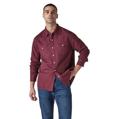 Levi's Men's Solid Slim Fit Overdyed Denim Shirt Red