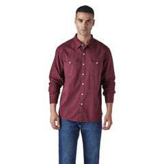 Levi's Men's Solid Slim Fit Overdyed Denim Shirt Red
