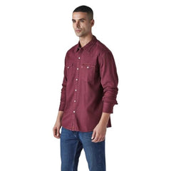 Levi's Men's Solid Slim Fit Overdyed Denim Shirt Red