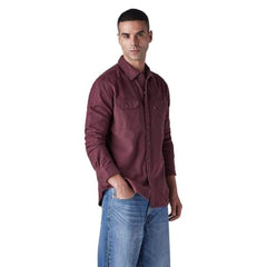 Levi's Men's Solid Relaxed Fit Flannel Shirt Maroon