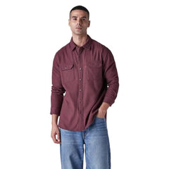 Levi's Men's Solid Relaxed Fit Flannel Shirt Maroon