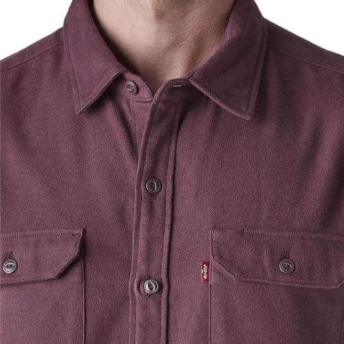 Levi's Men's Solid Relaxed Fit Flannel Shirt Maroon