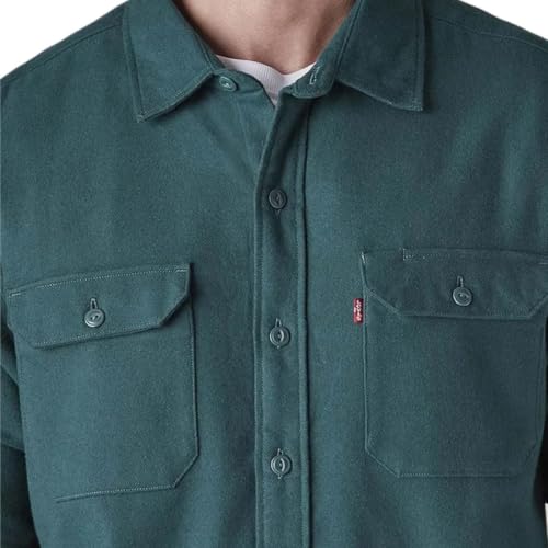 Levi's Men's Solid Relaxed Fit Flannel Shirt Teal