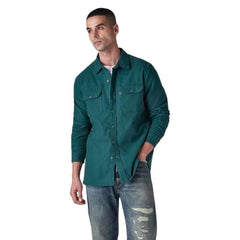 Levi's Men's Solid Relaxed Fit Flannel Shirt Teal