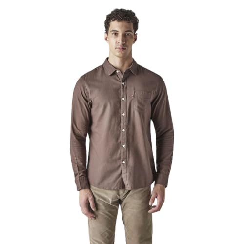 Levi's Men's Solid Slim Fit Oxford Shirt Brown