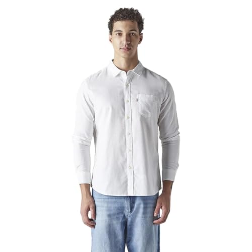 Levi's Men's Solid Slim Fit Oxford Shirt White