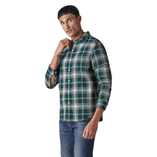 Levi's Men's Checkered Slim Fit Crepe Shirt Dark-Green