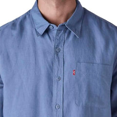 Levi's Men's Solid Slim Fit Linen Shirt Light-Blue
