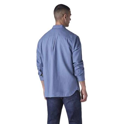 Levi's Men's Solid Slim Fit Linen Shirt Light-Blue