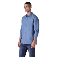 Levi's Men's Solid Slim Fit Linen Shirt Light-Blue