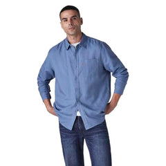 Levi's Men's Solid Slim Fit Linen Shirt Light-Blue