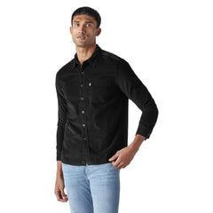 Levi's Men's Solid Slim Fit Corduroy Shirt Black
