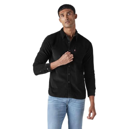 Levi's Men's Solid Slim Fit Corduroy Shirt Black