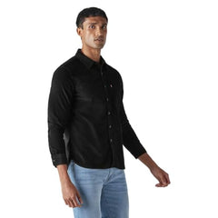 Levi's Men's Solid Slim Fit Corduroy Shirt Black