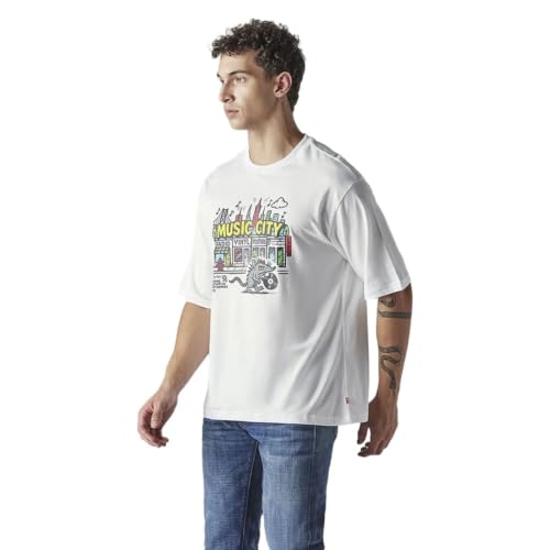 Levi's Men's Graphic Print Regular Fit Jersey T-Shirt White