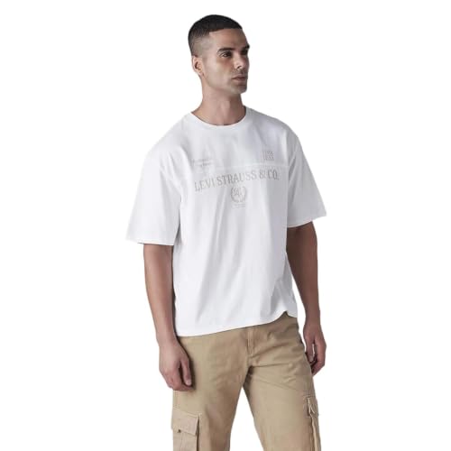 Levi's Men's Typography Printed Regular Fit Jersey T-Shirt White
