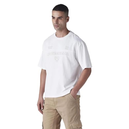 Levi's Men's Typography Printed Regular Fit Jersey T-Shirt White