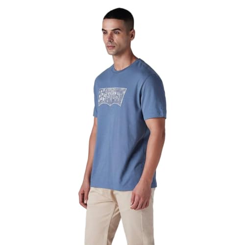 Levi's Men's Logo Printed Regular Fit Jersey T-Shirt Blue