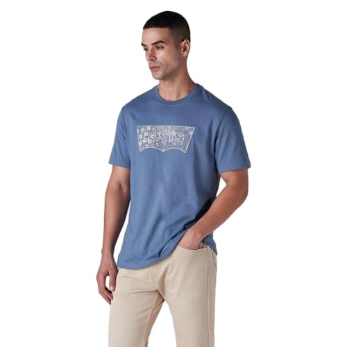 Levi's Men's Logo Printed Regular Fit Jersey T-Shirt Blue