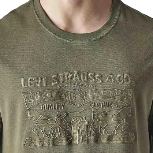 Levi's Men's Knitted Regular Fit Pique T-Shirt Olive