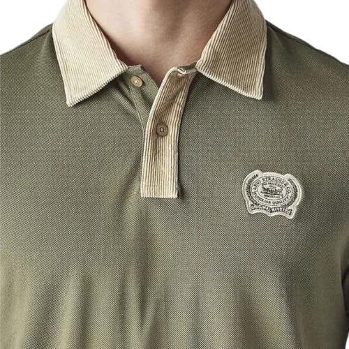 Levi's Men's Colorblock Olive Loose Fit Pique Polo T-Shirt