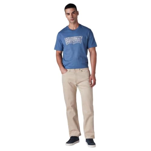 Levi's Men's 505 Beige Straight Fit Mid Rise Overdyed Jeans