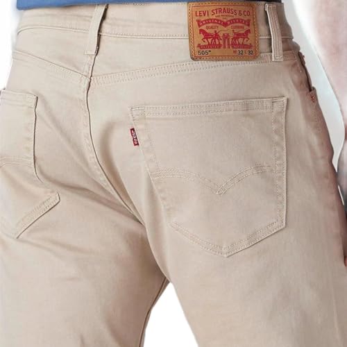 Levi's Men's 505 Beige Straight Fit Mid Rise Overdyed Jeans