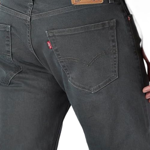 Levi's Men's 505 Charcoal-Grey Straight Fit Mid Rise Overdyed Jeans