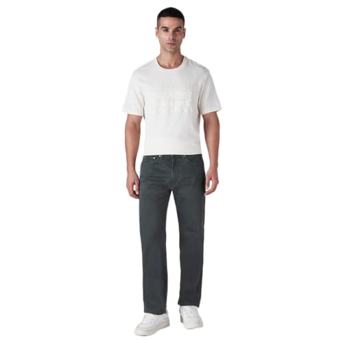 Levi's Men's 505 Charcoal-Grey Straight Fit Mid Rise Overdyed Jeans