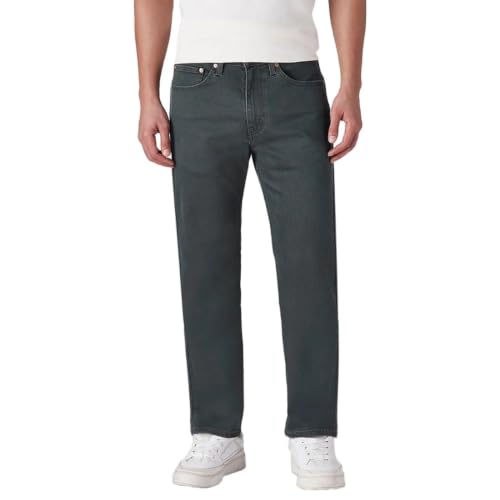 Levi's Men's 505 Charcoal-Grey Straight Fit Mid Rise Overdyed Jeans