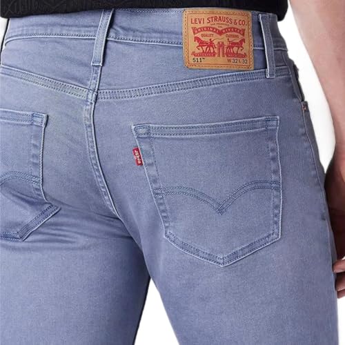 Levi's Men's 511 Light-Blue Slim Fit Mid Rise Overdyed Jeans