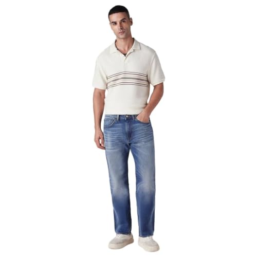 Levi's Men's 505 Blue Straight Fit Mid Rise Selvedge Jeans