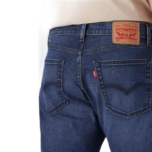 Levi's Men's 555 Dark-Blue Relaxed Straight Fit Mid Rise Jeans