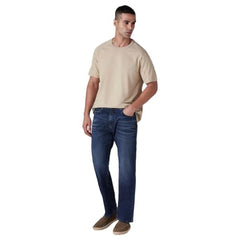 Levi's Men's 555 Dark-Blue Relaxed Straight Fit Mid Rise Jeans