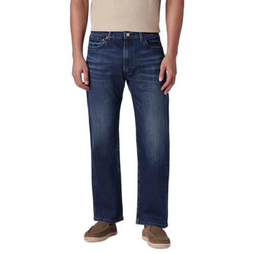 Levi's Men's 555 Dark-Blue Relaxed Straight Fit Mid Rise Jeans