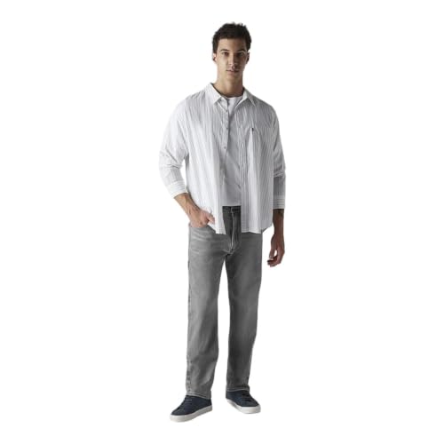 Levi's Men's 555 Grey Relaxed Straight Fit Mid Rise Jeans