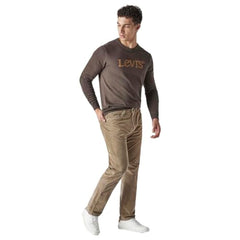 Levi's Men's Beige Authentic Relaxed Fit Mid Rise Corduroy Chinos